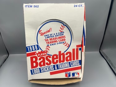 1988 Fleer Baseball Near Complete Wax Pack Rack Pack Box - Missing 7 Packs - 17/24 Packs