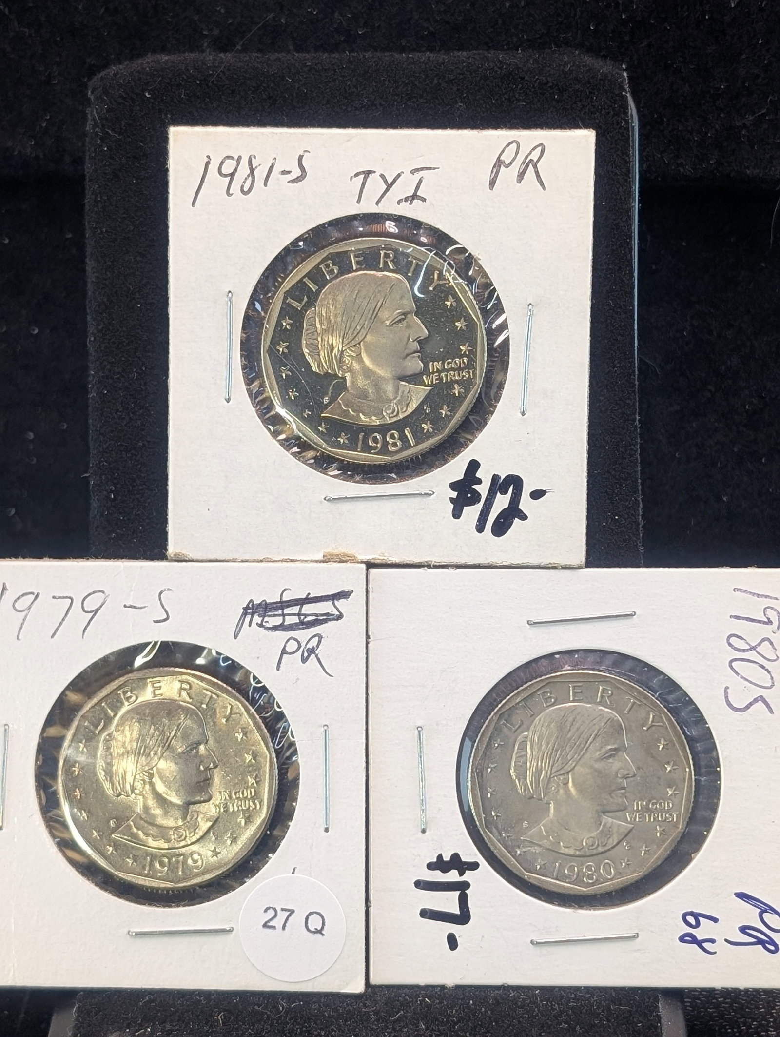 (3) Susan B. Anthony Dollars 1979-S, 1980-S, 1981-S: (3) Susan B. Anthony Dollars 1979-S, 1980-S, 1981-S