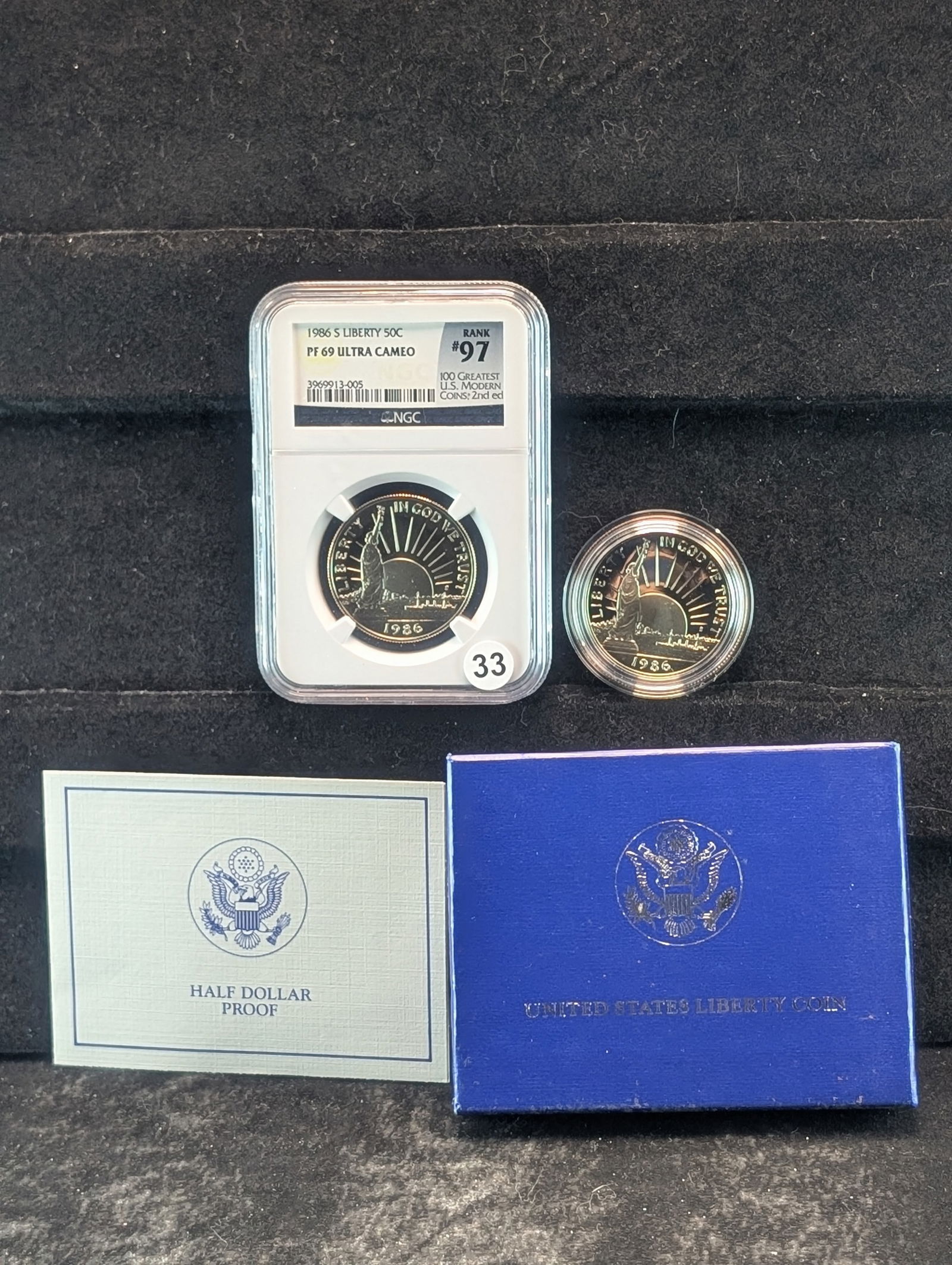 (2) 1986 S Statue of Liberty Half Dollars both in Proof Condition one OGP, one Proof Ultra Cameo by (1 of 6)