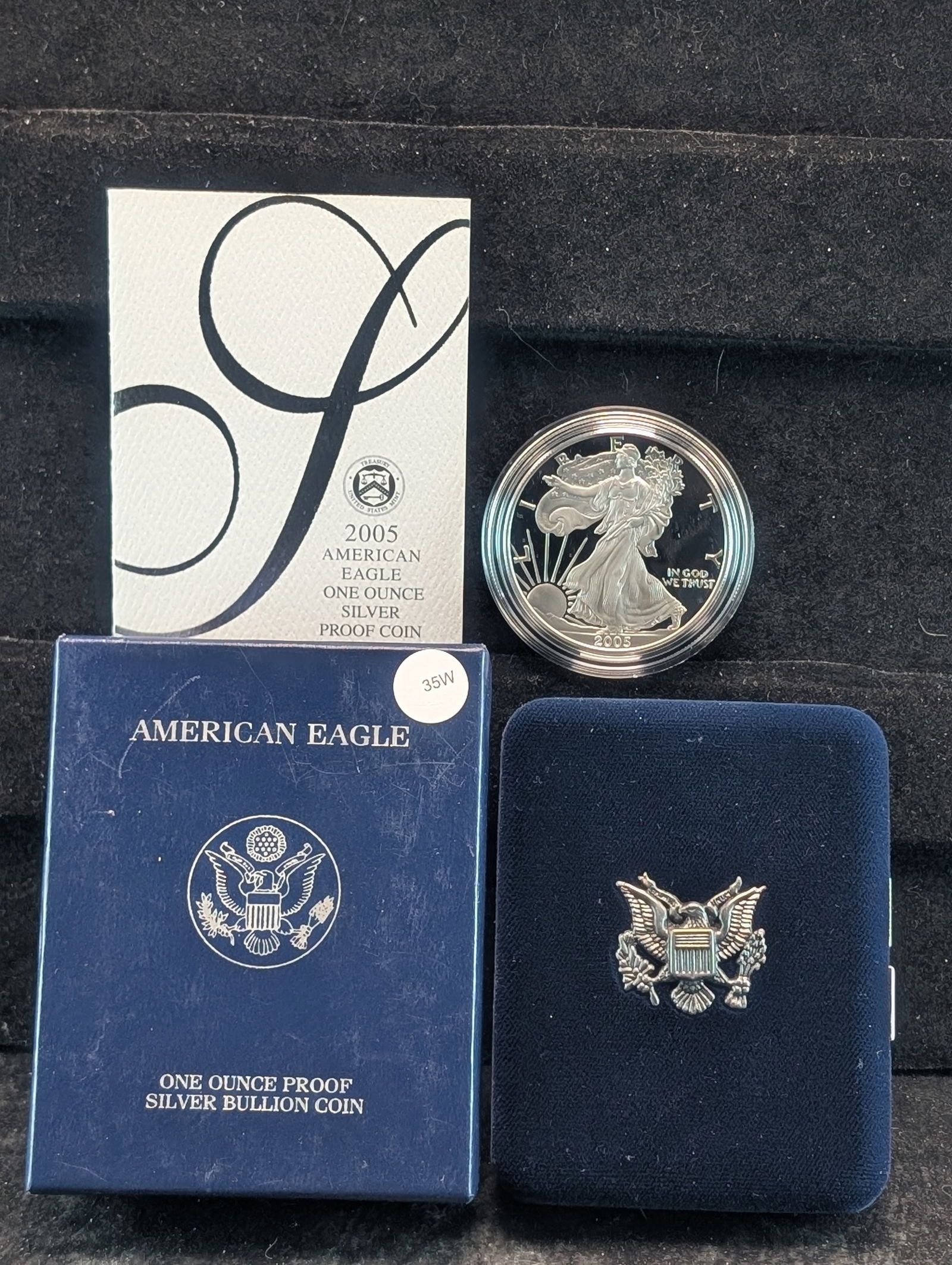 2005-W Proof American Silver Eagle $1. OGP. One Troy Ounce .999 Fine Silver (1 of 4)