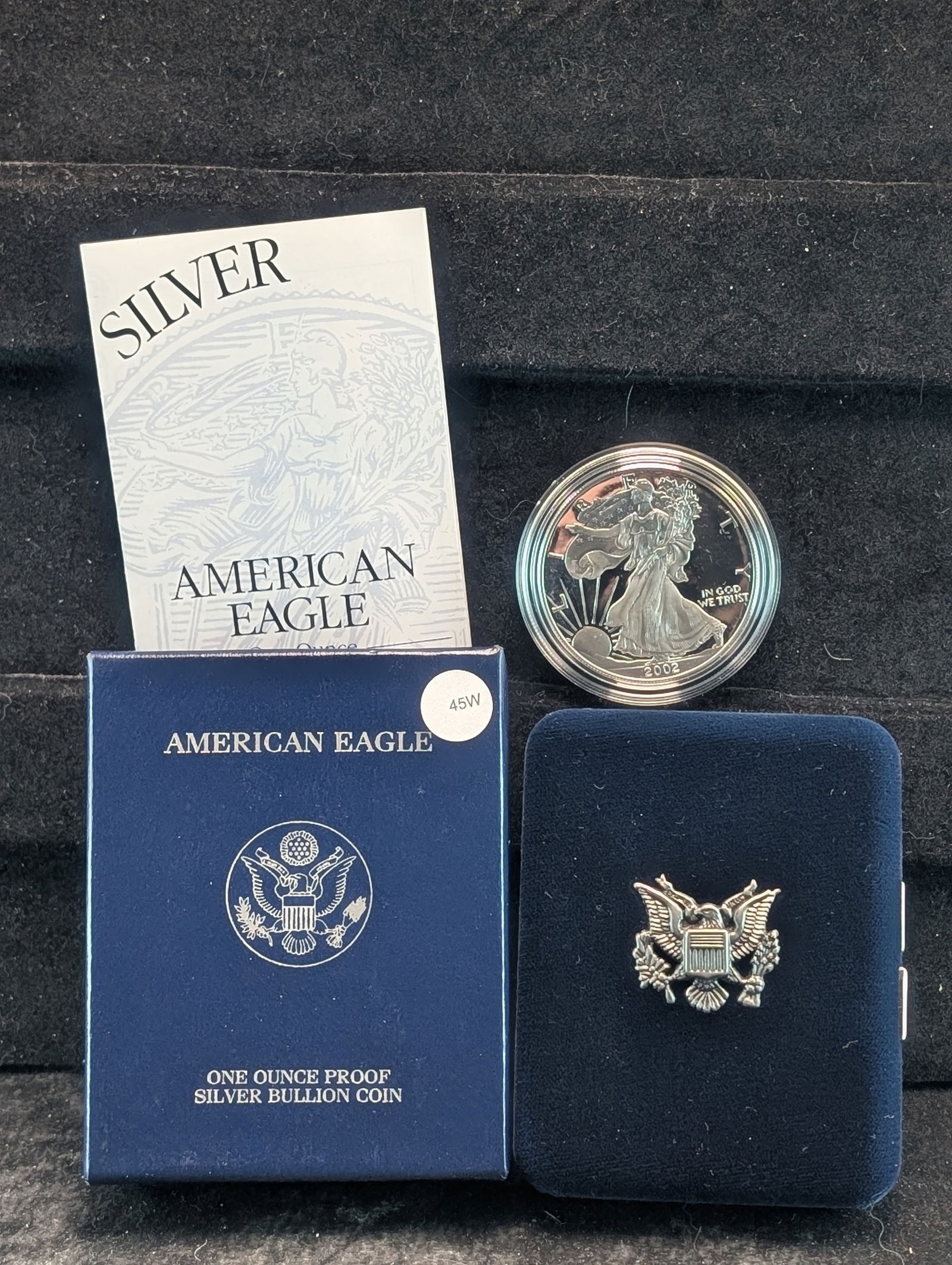 2002-W Proof American Silver Eagle $1. OGP. One Troy Ounce .999 Fine Silver (1 of 5)