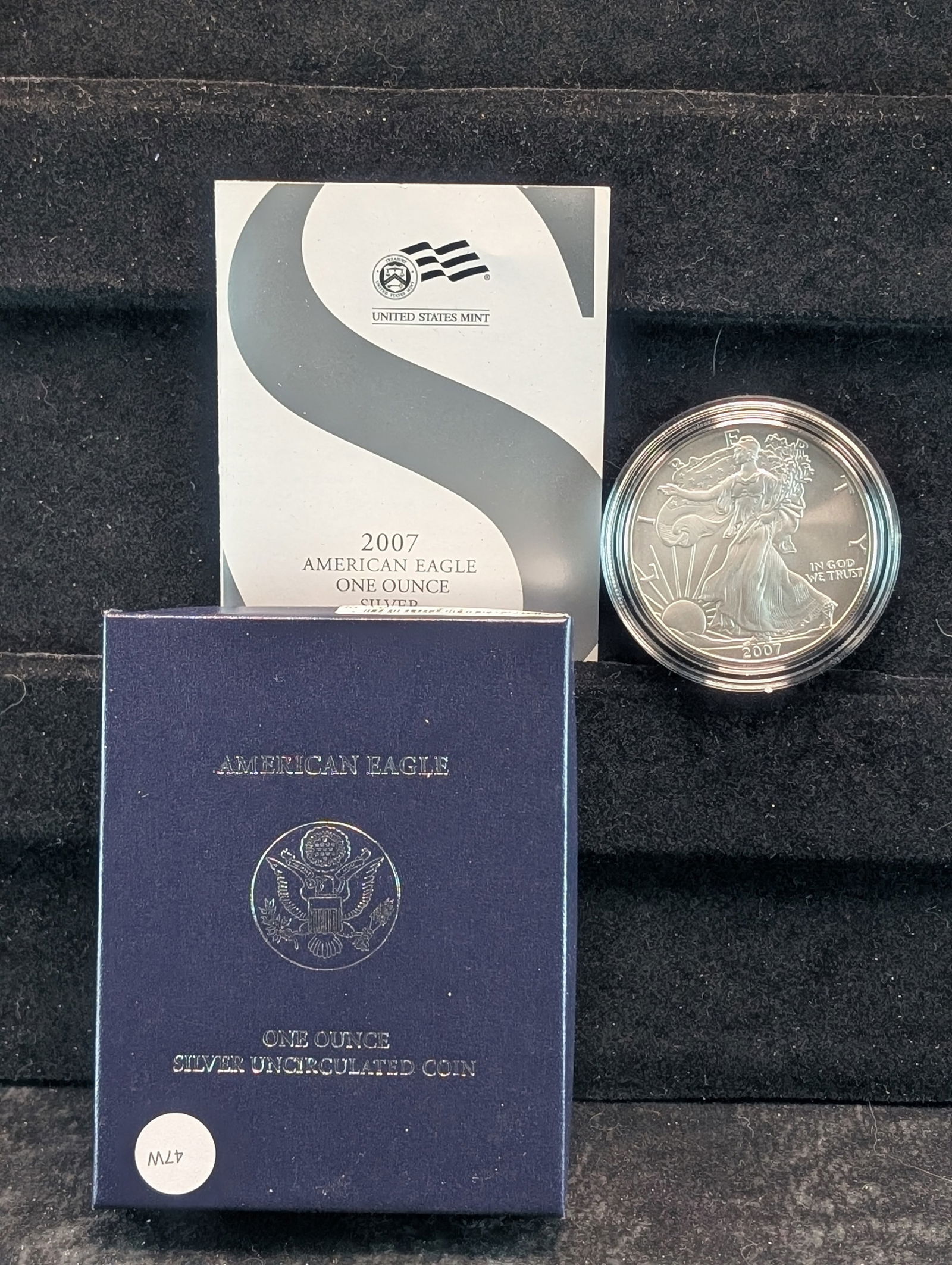 2007-W GEM BU American Silver Eagle $1. OGP. One Troy Ounce .999 Fine Silver (1 of 4)