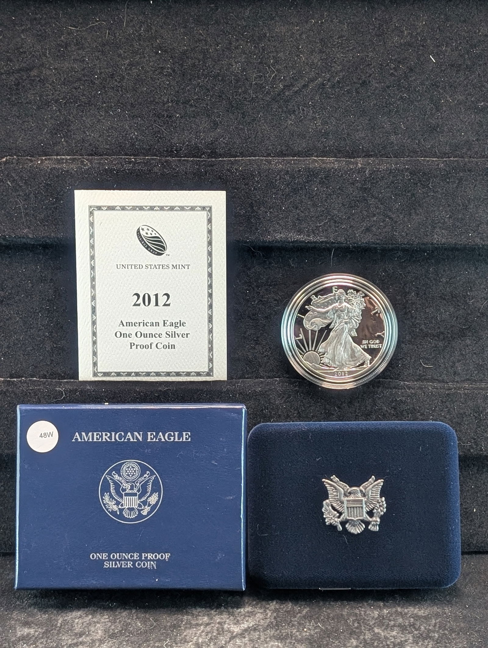 2012-W Proof American Silver Eagle $1. OGP. One Troy Ounce .999 Fine Silver (1 of 4)