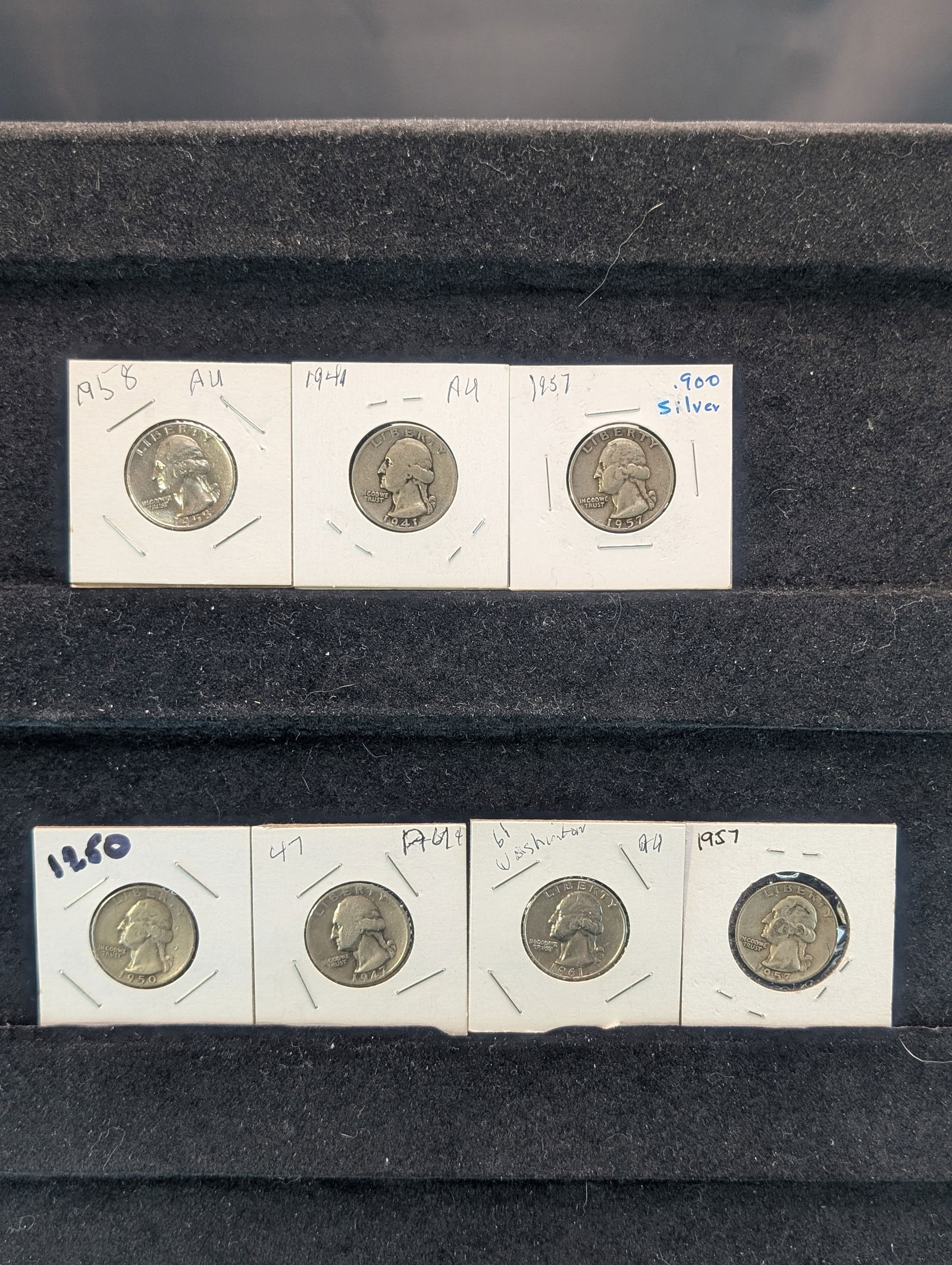 Lot of 7 silver Washington Quarters (1 of 5)