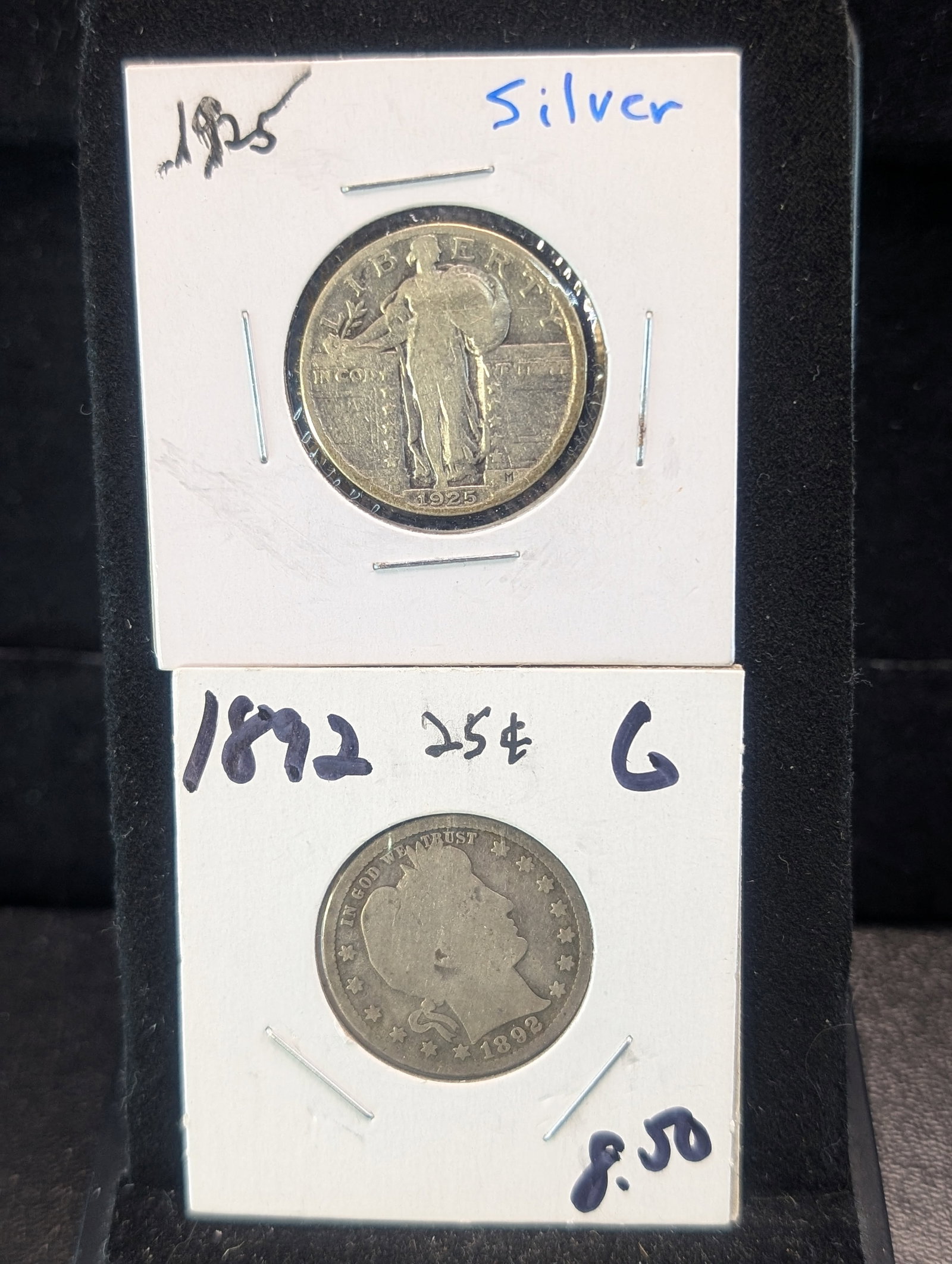 1892 Barber Quarter with 1925 Standing Liberty Quarter: 1892 Barber Quarter with 1925 Standing Liberty Quarter