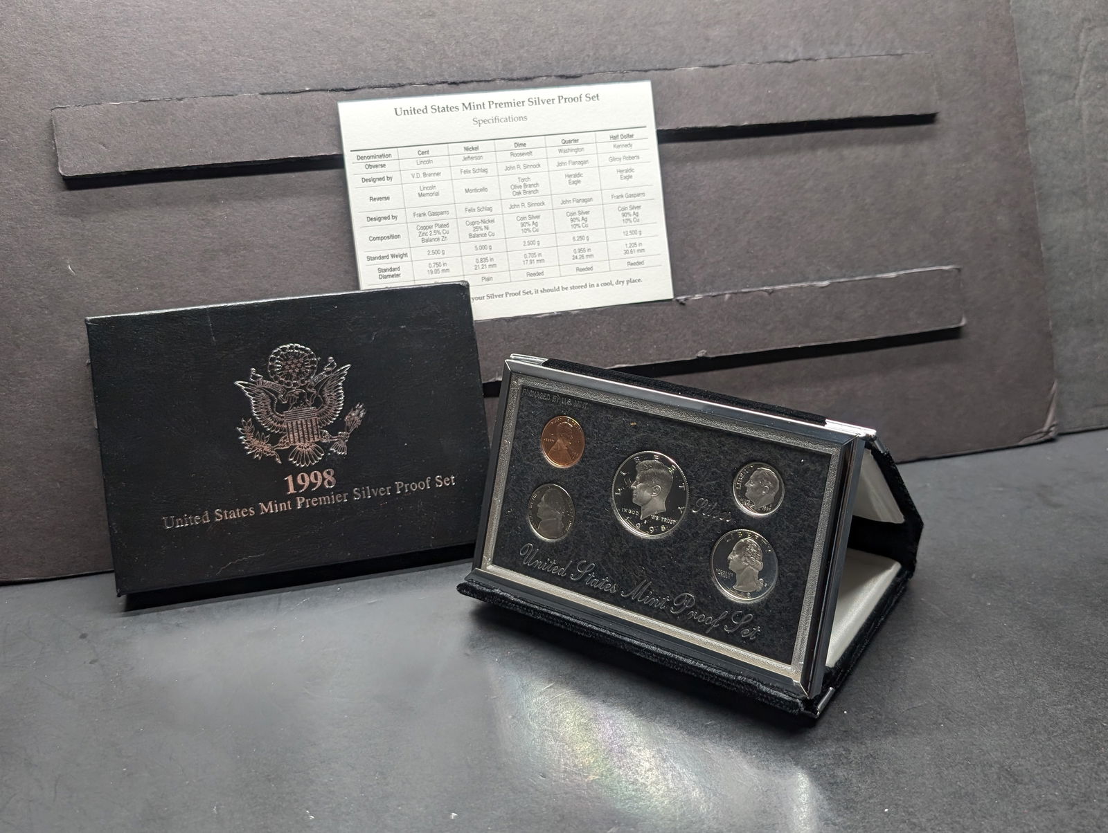 1998-S U.S. Mint Premier Silver Proof Set in OGP w/ COA, (3) 90% Silver Coins (1 of 4)