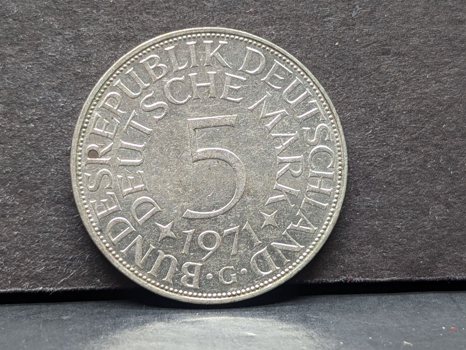 1971-G Germany 5 Silver Marks, 62.5% Silver, 11.2 grams (1 of 2)