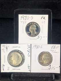 (3) Washington Quarters  1978-S, 1980-S, 1981-S Type 1