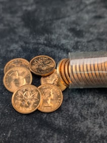 Roll of 1963 Canada Small Cents. RED BU