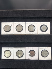 8 Ohio Tokens; Pastime Bradford Burns recreation & Lantz Cigar Store Greenville, F&C Eaton, Office