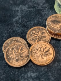 Fifty 1964 Canadian One Cents In A Plastic Tube