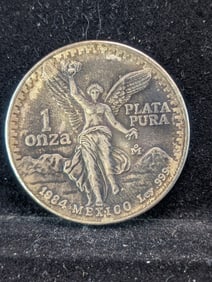 1984 MO Mexico 1 Onza. .999 Fine Silver