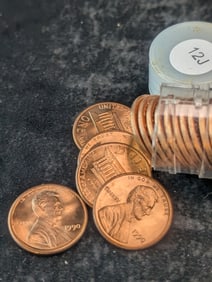 Fifty 1990 Lincoln Memorial Cents, UNC Mostly BU