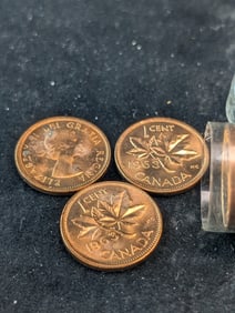Roll of 1963 Canada Small Cents. RED BU
