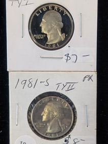 (2) 1981-S Washington Quarters  Type 1 & 2