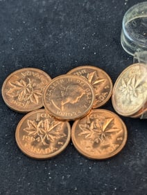Roll of 1964 Canada Small Cents. RED BU