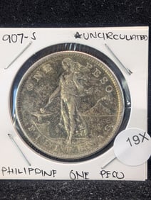 1907-S Philippines One Peso. 90% Silver