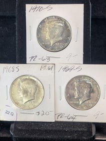 (3) Kennedy Half Dollars  1968-S, 1969-S, 1970-S