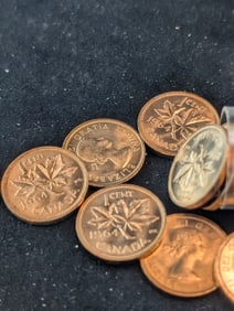 Roll of 1964 Canada Small Cents. RED BU