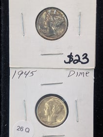 (2) 1945 Mercury Dimes