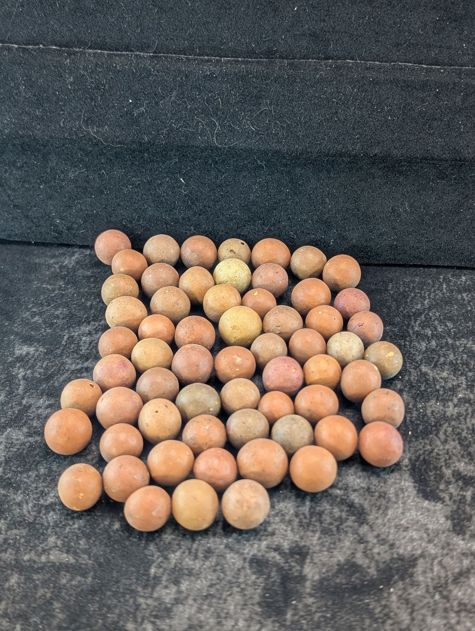 65 Small Clay Marbles, Civil War Era (1 of 1)
