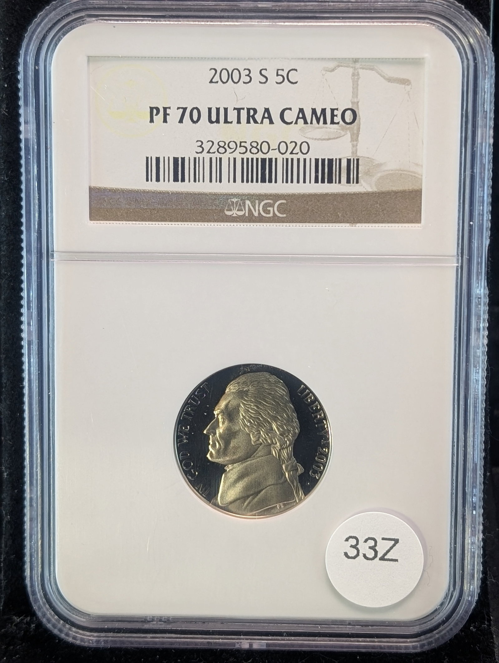 2003-S PF Ultra Cameo Jefferson Nickel, (Graded by NGC): 2003-S PF Ultra Cameo Jefferson Nickel, (Graded by NGC)