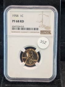 1958  PF68 RD Lincoln Cent, (Graded by NGC)