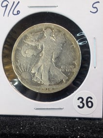 1916 S Walking Liberty Half Dollar