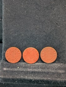 3-WWII Food Ration Tokens, OPA Red Point