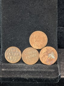 4-East Nederland Indie Coins, (Early 1800's)