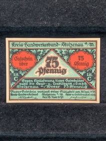 1922 German 75 P Currency, Crisp-UNC (Rare, Amazing Colors), 103 Years Old!