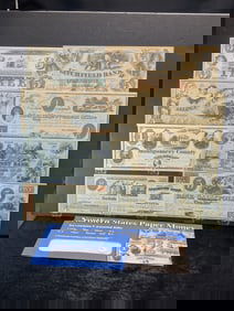 9 FACSIMILE Northern States Paper Money (Depicting Civil War Era, with Info on Envelope), New,