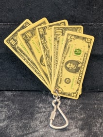 US Currency Key Ring ($5-$10-$20-$50 & $100 Bills), Rare, Novelty
