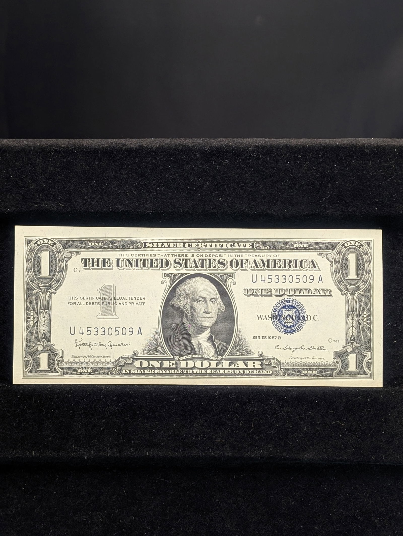 1957-B Blue Seal $1 Silver Certificate. GEM CRISP UNC (1 of 3)