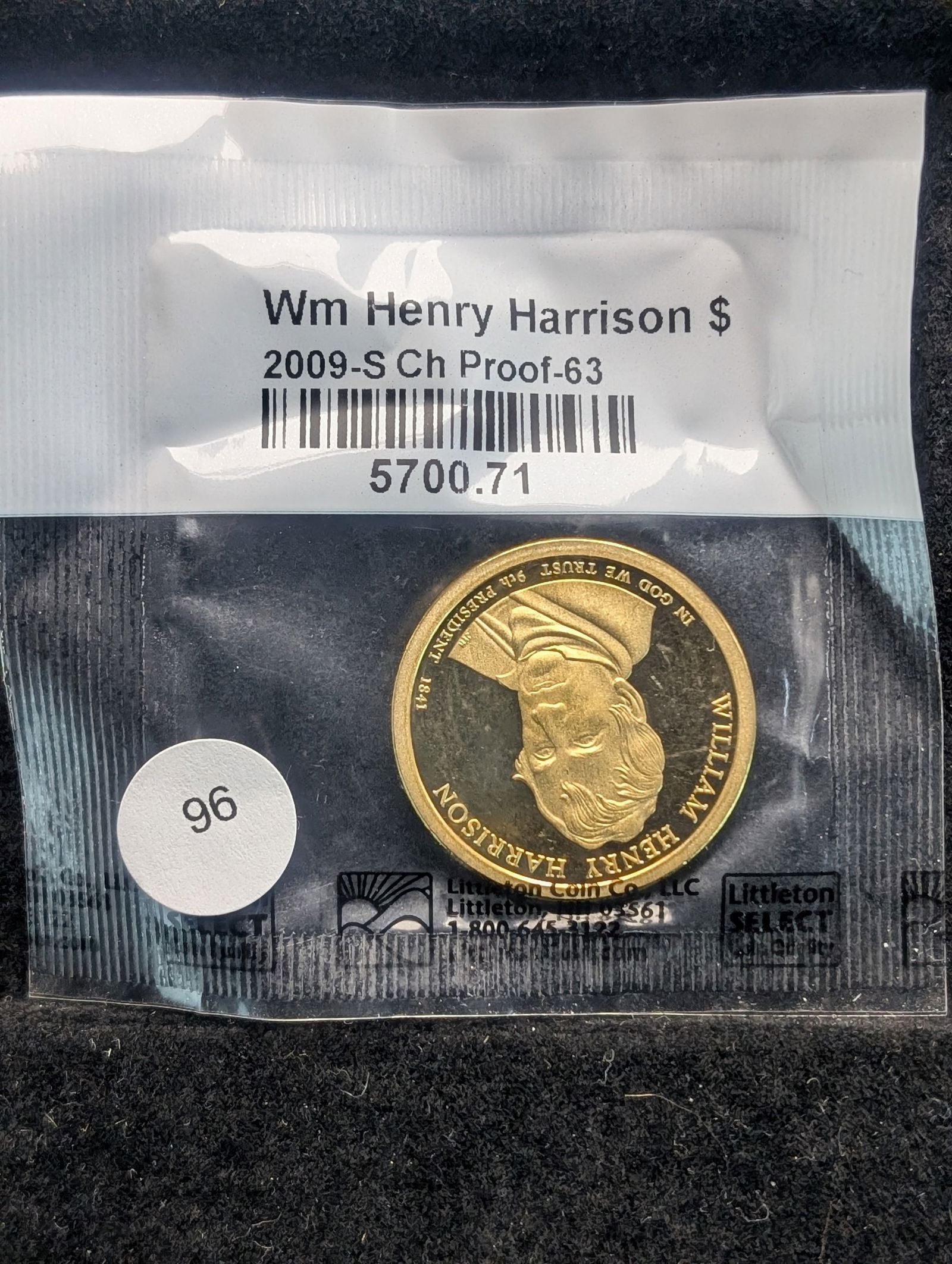 2009-S PROOF William Henry Harrison Presidential Golden Dollar . Littleton Coin Co. (1 of 3)