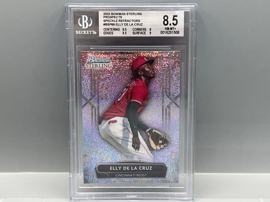 2022 Bowman Sterling Prospects Elly De La Cruz Prospect/RC Speckle Refractor #66/99 BGS NM-MT+ 8.5