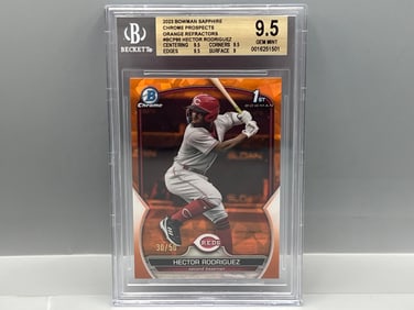 2023 Bowman Chrome Sapphire Prospects Hector Rodriguez 1st Bowman Orange Refractor RC #30/50 BGS Gem