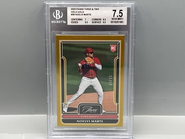 2023 Panini Three And Two Noelvi Marte Holo Gold RC #09/15 BGS NM+ 7.5
