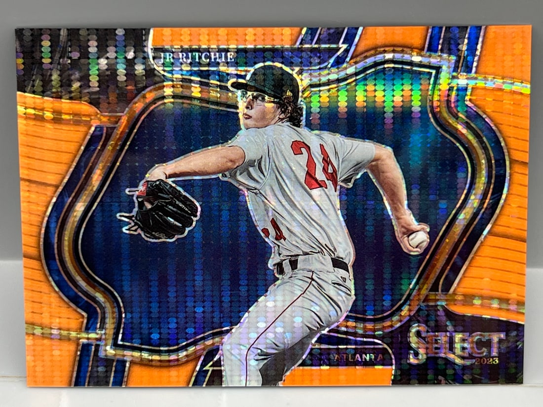 2023 Panini Select J.R. Ritchie Diamond Level Neon Orange Pulsar Prizm #3/3: 2023 Panini Select J.R. Ritchie Diamond Level Neon Orange Pulsar Prizm #3/3