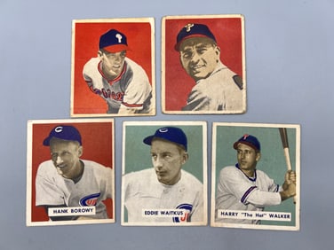 Lot of 5 - 1949 Bowman w/Curt Simmons RC - Varying Conditions