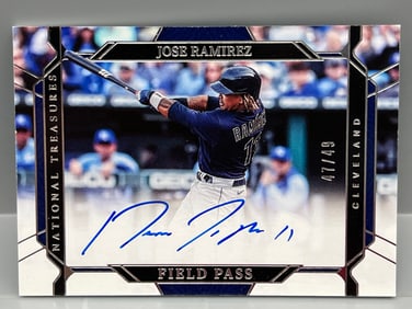 2022 Panini National Treasures Jose Ramirez Field Pass On Card Auto #47/49