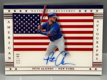 2021 Panini National Treasures American Autographs Pete Alonso On Card Auto #22/49