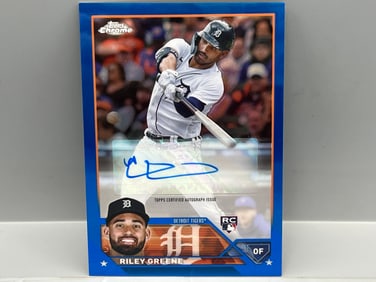 2023 Topps Chrome Riley Greene Blue RC Auto #123/150