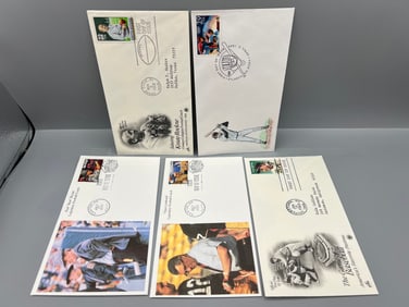 Lot of (5) Assorted Sports 1st Day Cover Cachets Stamps/Envelopes - Knute Rockne, Vince Lombardi