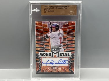 2024 Leaf Metal Baseball MonuMetal Gary Sheffield Mojo Fire Pre Production Proof 1/1 Auto