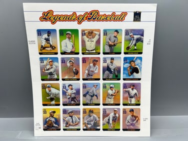 2000 Legends of Baseball All Century Team Classic Collection Complete Stamp Sheet - Jackie Robinson,