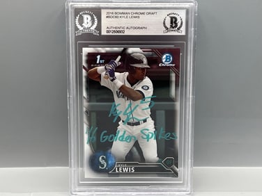 2016 Bowman Chrome Draft Kyle Lewis 1st Bowman RC In Person BGS Authenticated Autograph W/ '16