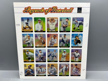 2000 Legends of Baseball All Century Team Classic Collection Complete Stamp Sheet - Jackie Robinson,