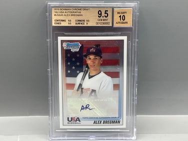 2010 Bowman Chrome Draft Alex Bregman 1st Bowman RC 16U USA Auto BGS Gem Mint 9.5 W/ 10 Auto Grade