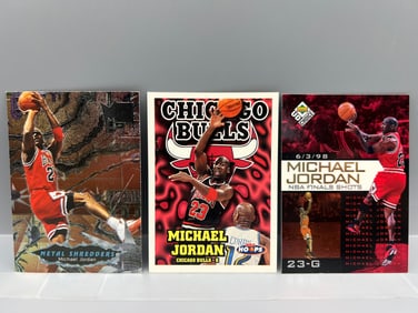 Lot of (3) Michael Jordan Basketball Cards - Metal Shredders